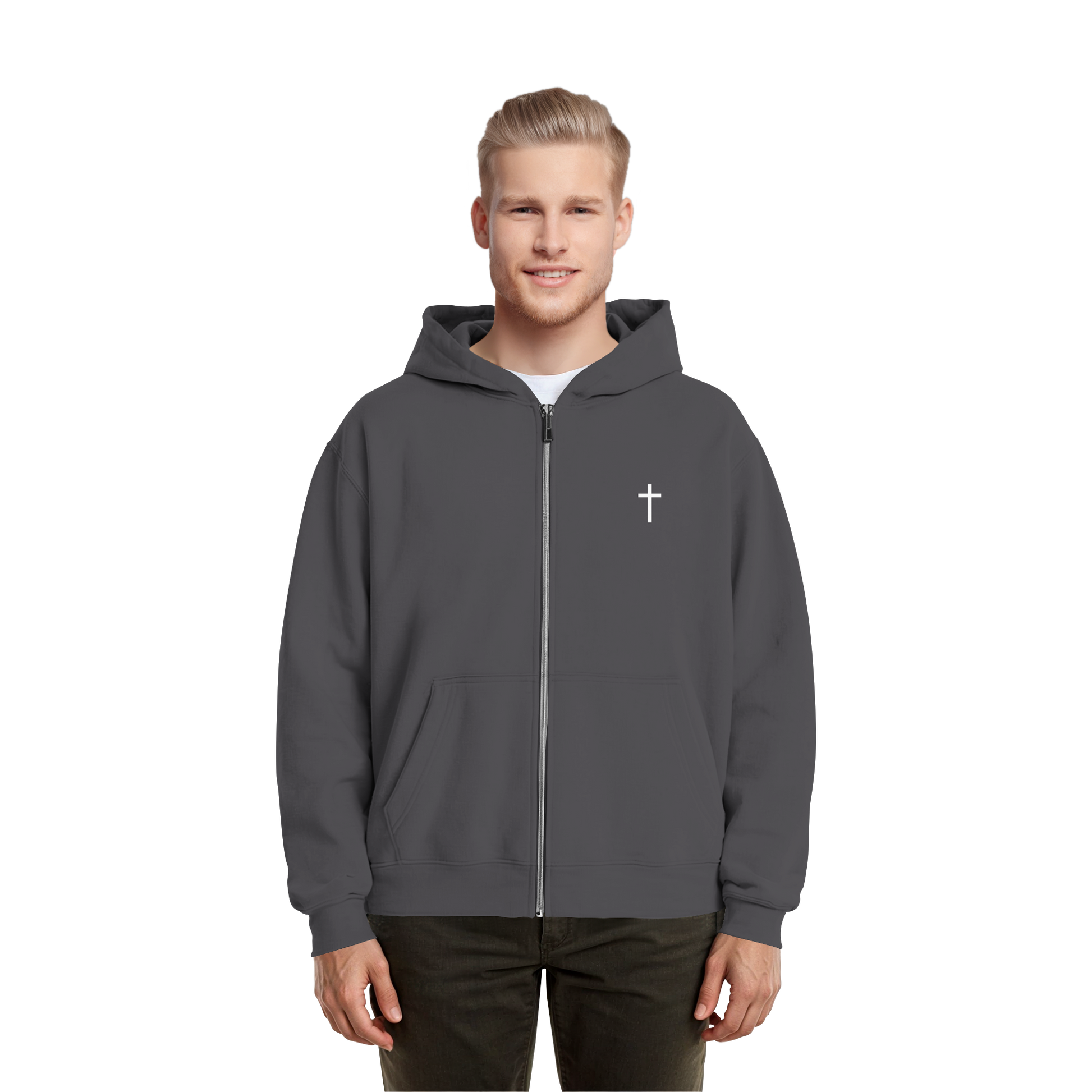 Minimal Kreuz Zip Hoodie